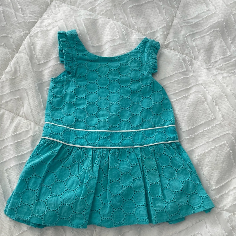 Teal Eyelet Kids Dress